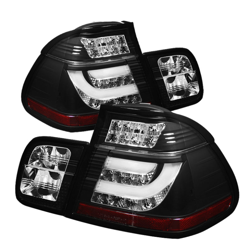 Spyder BMW E46 3-Series 02-05 4Dr Light Bar Style LED Tail Lights Black ALT-YD-BE4602-4D-LBLED-BK
